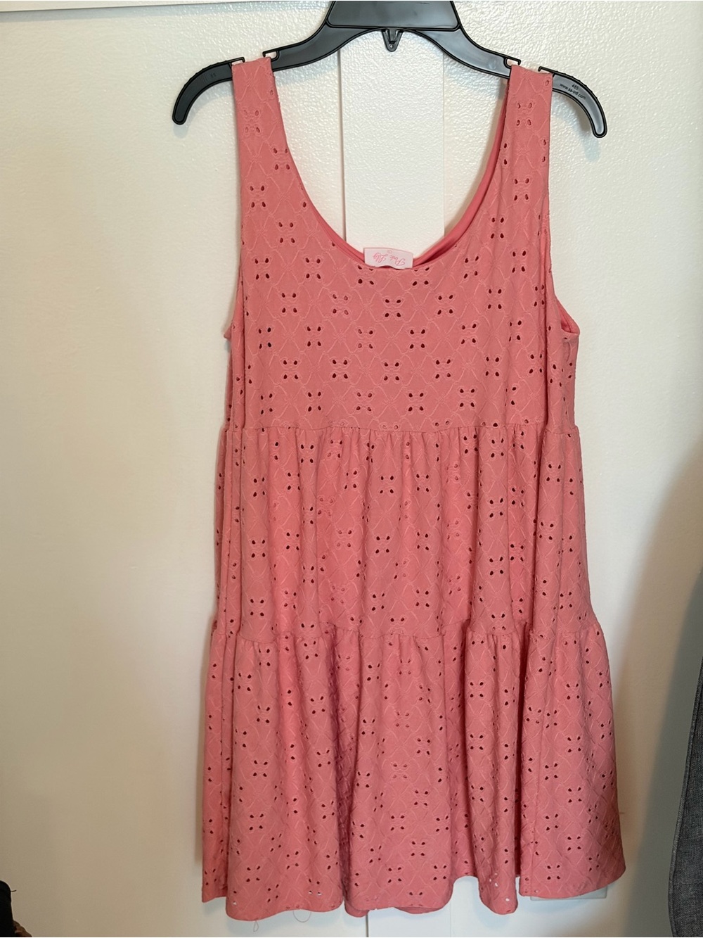 Pink Lily Coral Eyelet Sleeveless Dress